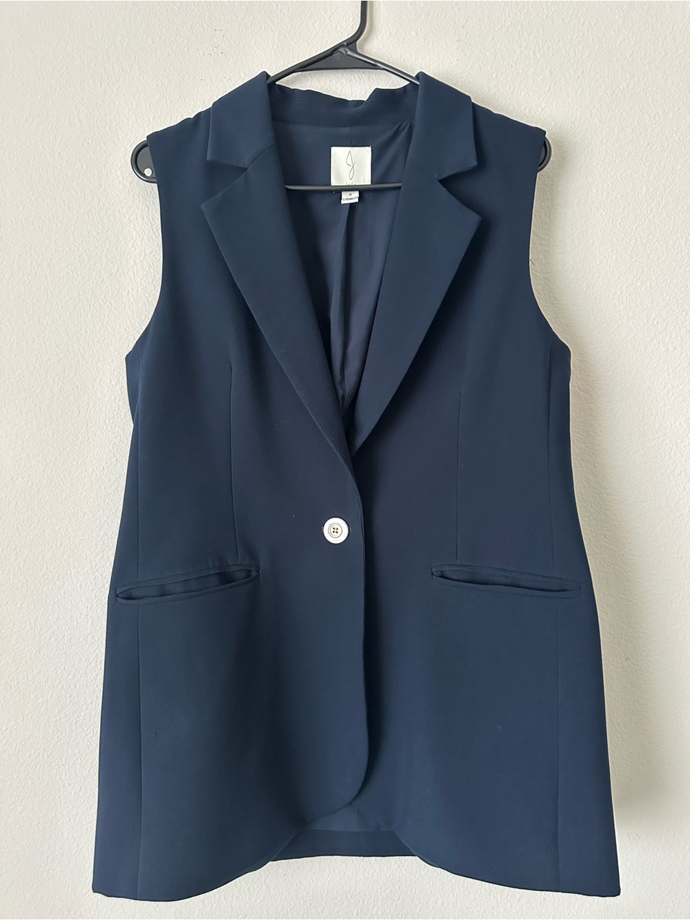 Sleeveless Navy Blazer Vest